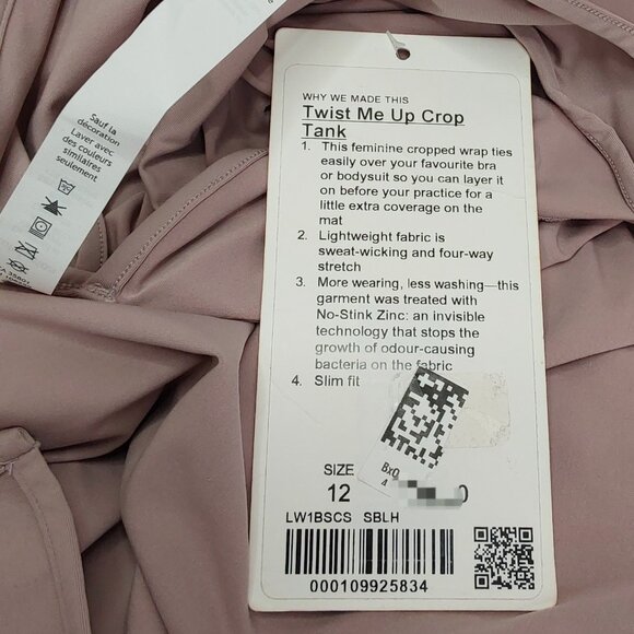'LULULEMON' WRAP TIES 'TWIST ME UP' CROP TANK FOUR-WAY STRETCH IN DÙSTY ROSÀY - Picture 7 of 15